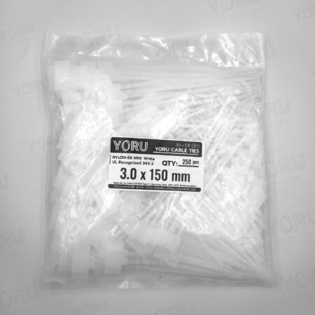 เคเบิ้ลไทร์มีป้าย YORU สีขาว