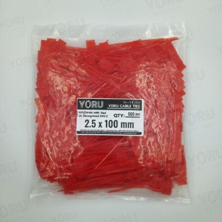 เคเบิ้ลไทร์มีป้าย YORU สีแดง