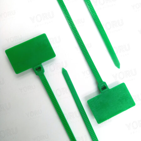 เคเบิ้ลไทร์มีป้าย YORU สีเขียว